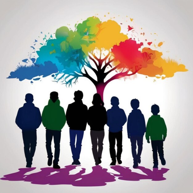 Siluetas vectoriales gratuitas para el Día de la Juventud Conceptos coloridos para celebrar la juventud