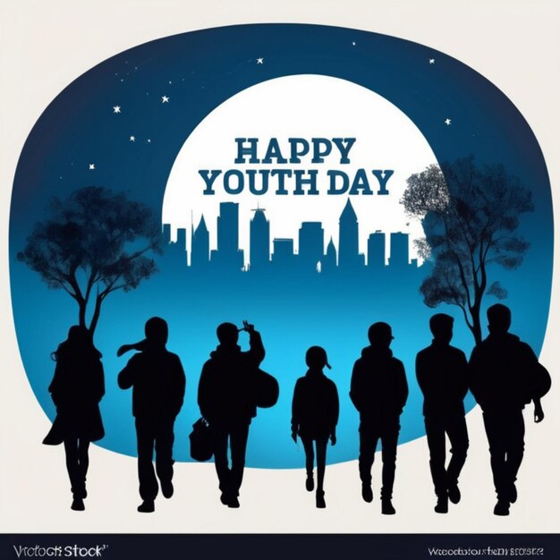 Foto siluetas vectoriales gratuitas para el día de la juventud conceptos coloridos para celebrar la juventud