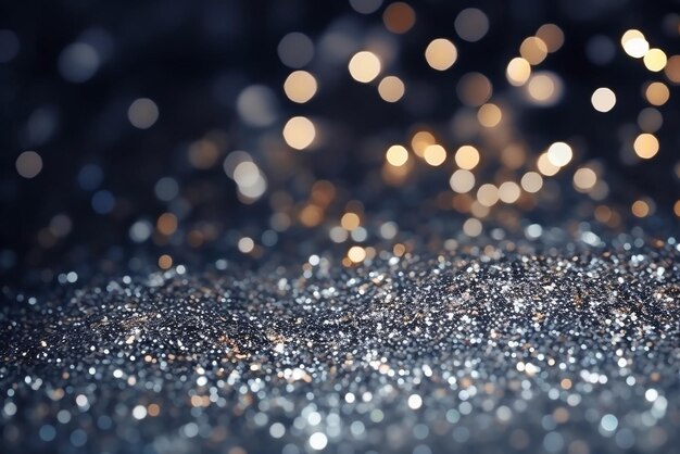 Silver Glitter Defocused Abstract Twinkly Lights Hintergrund auf Grunge, erstellt mit generativer KI