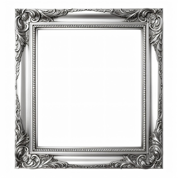 Foto silver picture frame clipart isolated on white back