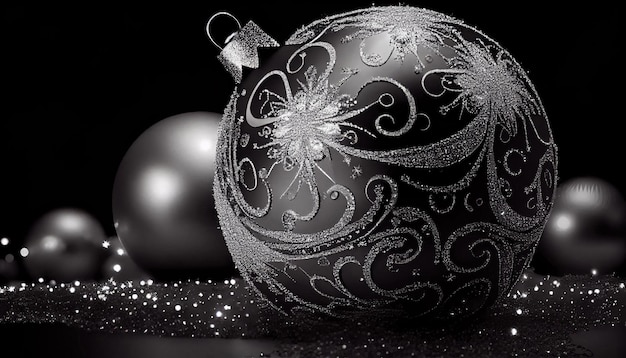 Silver Sparkle Christmas Ball Wallpaper für Weihnachten mit generativer KI-Technologie