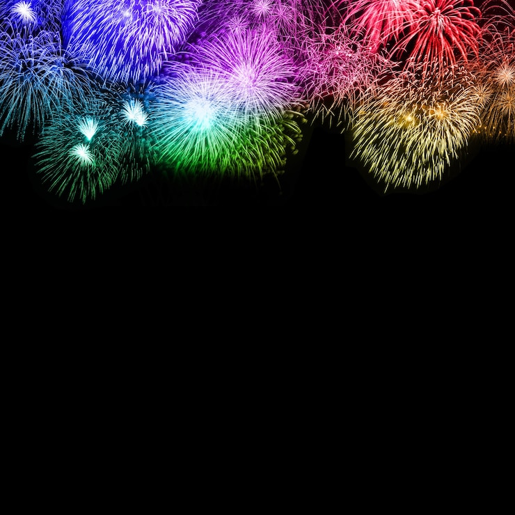 Foto silvester-feuerwerk hintergrund copyspace kopie raum quadrat bunt jahre jahr feuerwerk