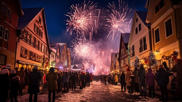 Silvesterabend in einem malerischen Dorf