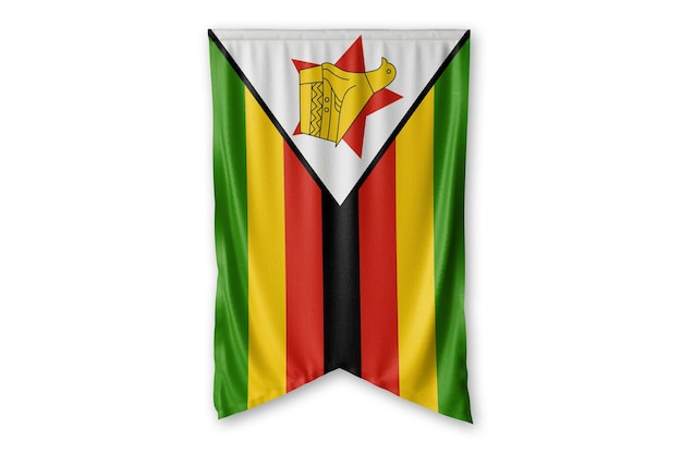Simbabwe-Flagge hängt an einem Hintergrundbild der weißen Wand