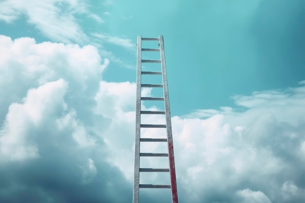 Simbólicamente una escalera se apoya en las nubes aspirando a alcanzar el cielo sin límites