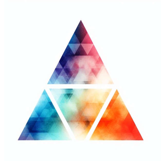 Simbolismo triangular de colores sobre un fondo blanco
