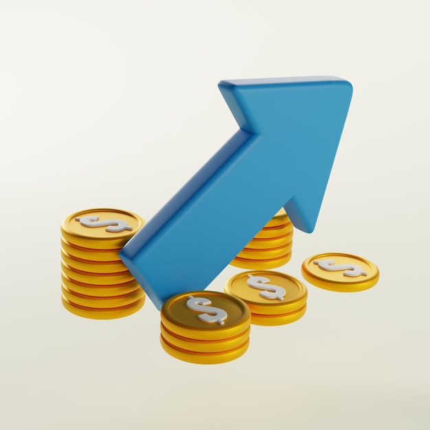 Simbolizando Prosperidade Financeira e Oportunidades de Investimento Arco e Moedas Ícone renderização 3D