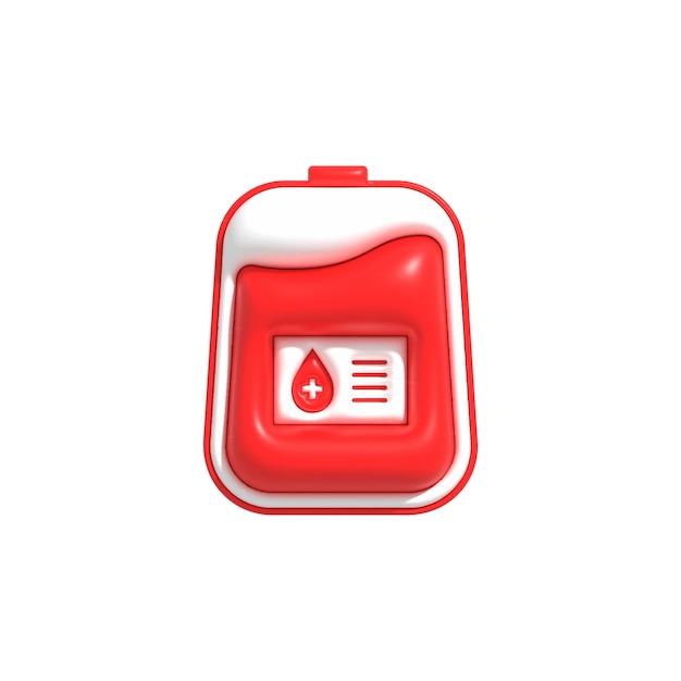 Foto símbolo 3d de bolsa de sangue transfusão de sangue ícone de bolsa de sangue doação de sangue e renderização em 3d do dia mundial do doador de sangue