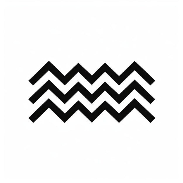 Símbolo de Acuario minimalista en estilo zigzag imagen en blanco y negro