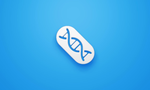 Símbolo de ADN mínimo sobre fondo azul renderizado 3d