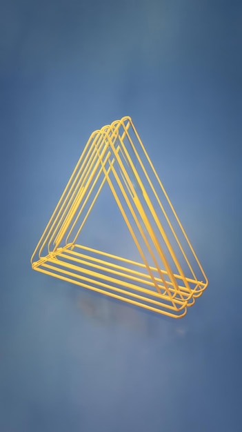 Símbolo de advertencia de triángulo mínimo sobre fondo azul representación 3d