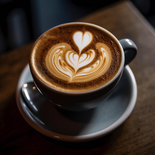 símbolo de amor en un capuchino