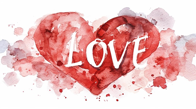 Símbolo de amor con corazón y texto de amor en fondo blanco que simboliza un profundo afecto y romance