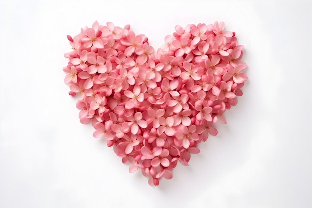 Símbolo del amor Flores en forma de corazón sobre fondo blanco para el Día de San Valentín