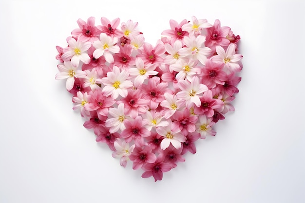 Símbolo del amor Flores en forma de corazón sobre fondo blanco para el Día de San Valentín