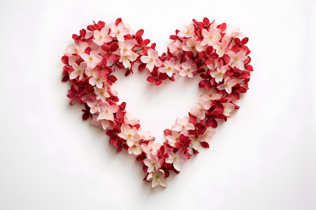 Símbolo del amor Flores en forma de corazón sobre fondo blanco para el Día de San Valentín