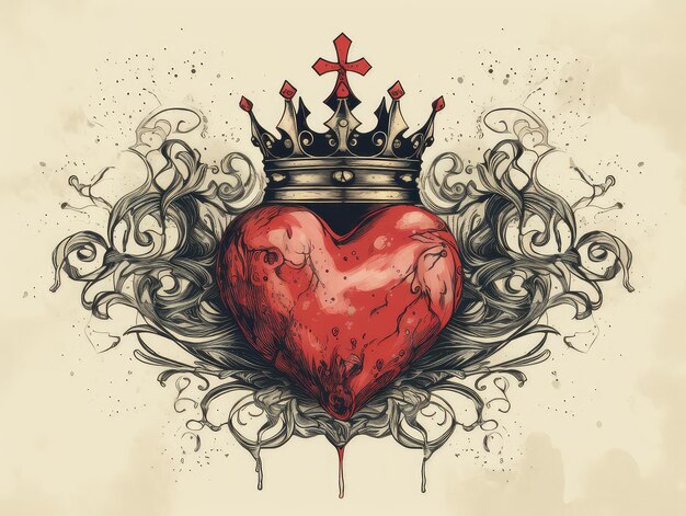 Foto símbolo de amor majestuoso con diseño de corazón y corona