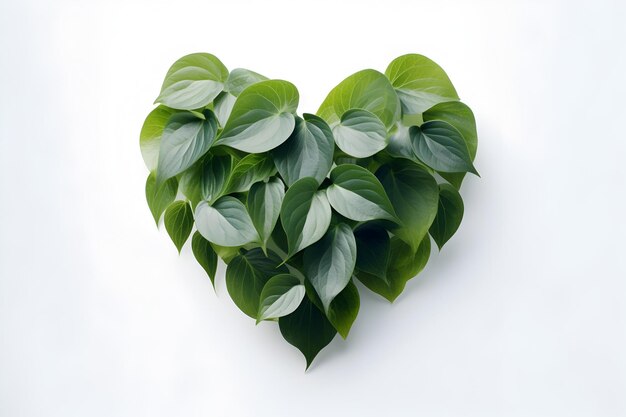 Foto símbolo del amor plantas en forma de corazón contra un fondo blanco para el día de san valentín