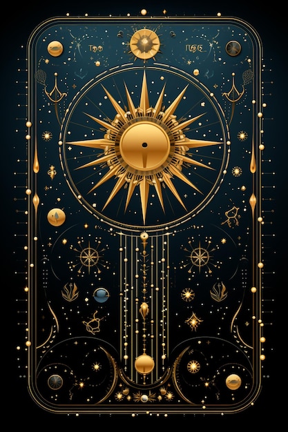 Símbolo astrológico geométrico zodíaco tarjeta de tarot fondo estrella luna universo astrología Ai generado