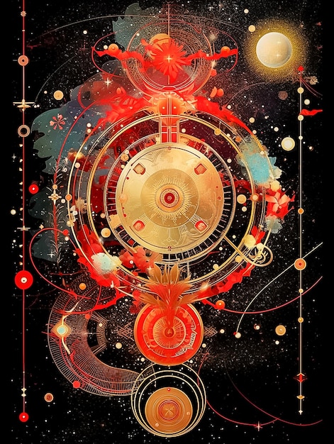 Símbolo astrológico geométrico zodíaco tarjeta de tarot fondo estrella luna universo astrología Ai generado