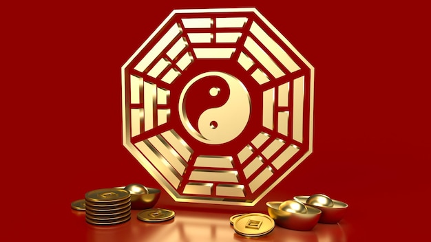 El símbolo Bagua de Oro del taoísmo para el concepto de religión renderización 3d