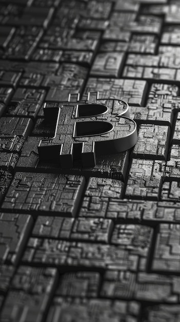 Símbolo de Bitcoin en blanco y negro