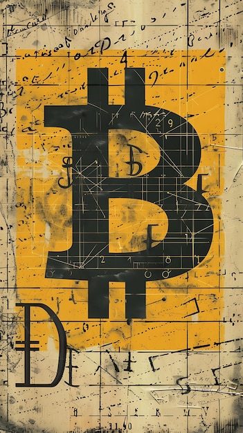 Símbolo Bitcoin como uma fração em uma equação matemática Tex Ilustração criptomoeda Backgroundt