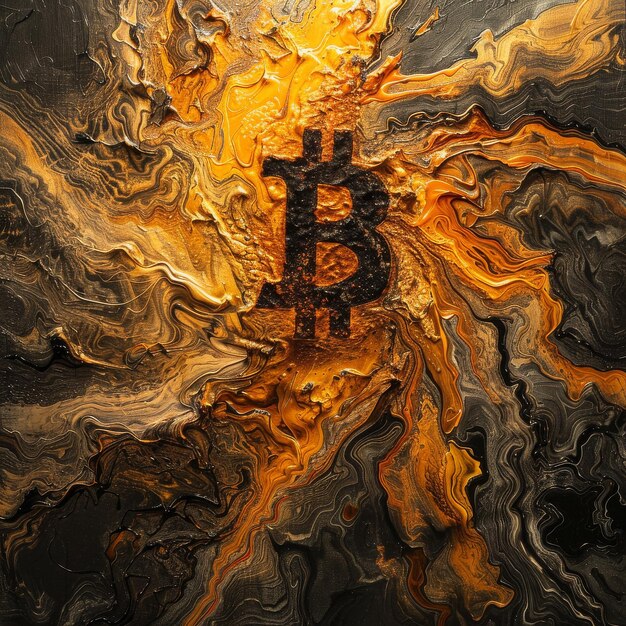 Símbolo de Bitcoin en fondo negro