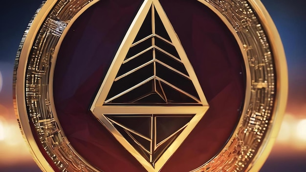 El símbolo de la cadena de bloques de Ethereum, la moneda criptográfica, el dinero digital