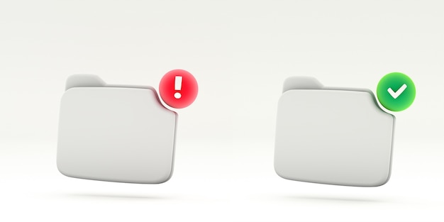 Símbolo de carpeta vacía de notificación de éxito y error