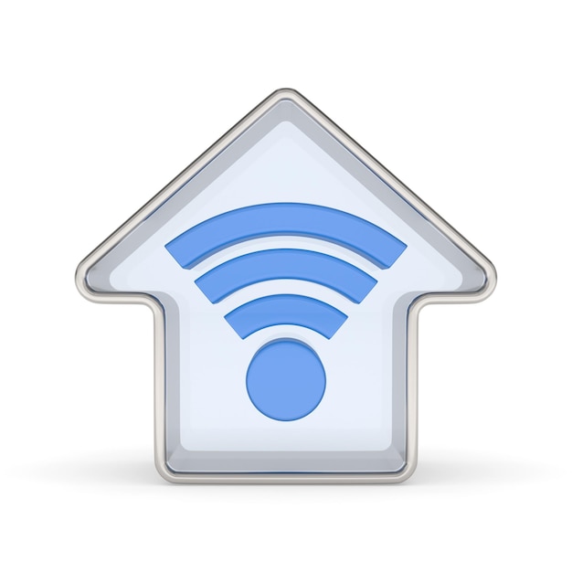 Símbolo de casa inteligente wifi en casa sobre fondo blanco Ilustración 3d aislada
