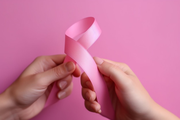 Un símbolo de cinta rosa que simboliza la solidaridad y la concienciación sobre el cáncer.