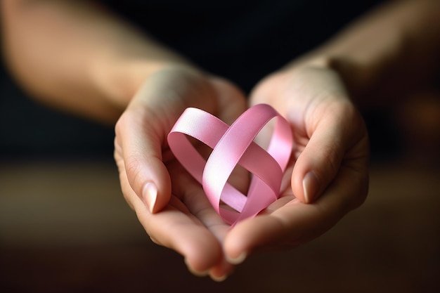Un símbolo de cinta rosa que simboliza la solidaridad y la concienciación sobre el cáncer.