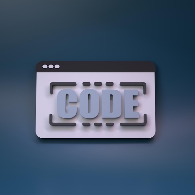Símbolo de código en computadora Concepto de programación 3d render