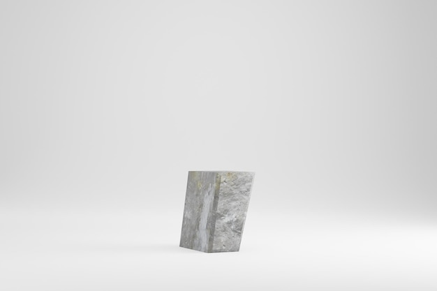 Símbolo de coma 3d de piedra. Signo de textura de roca aislado sobre fondo blanco. 3d rindió el carácter de fuente de piedra.