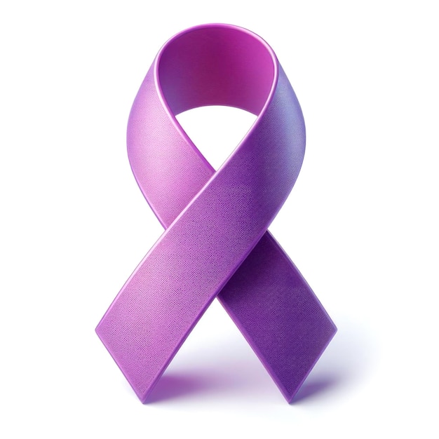 Foto símbolo de concienciación sobre el cáncer de cinta púrpura aislado en fondo blanco 3d ai generative