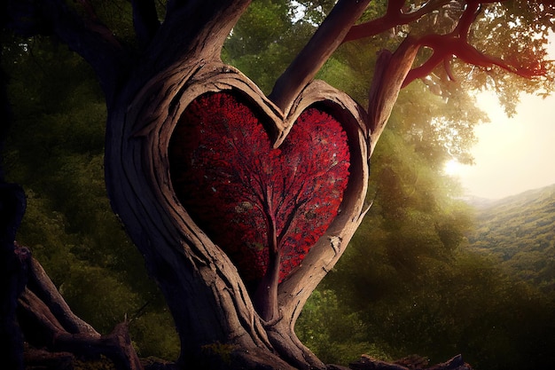 Símbolo del corazón en el árbol