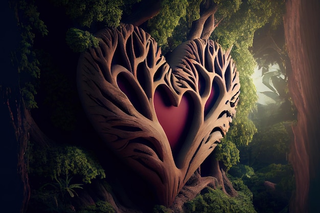 Símbolo del corazón en el árbol