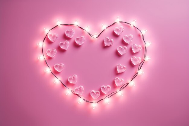 Símbolo corazón de color rosa con fondo de color rosa