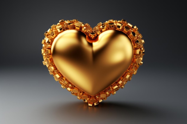 Foto símbolo de corazón dorado como una notificación similar a las redes sociales ia generativa