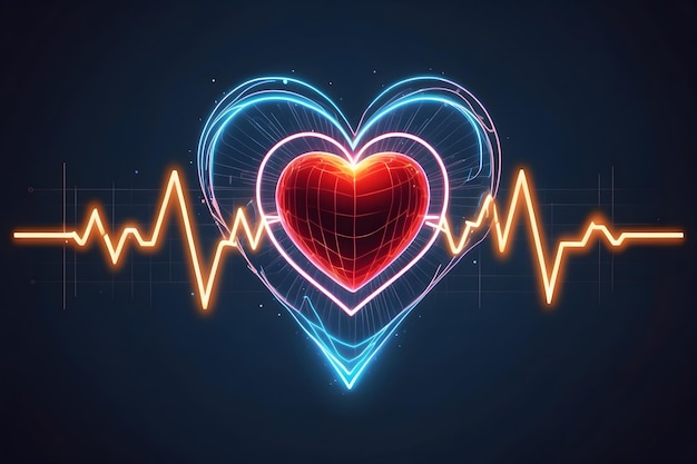 Foto un símbolo de corazón con una onda de ecg con un fondo aislado