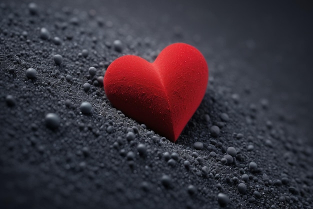 símbolo de corazón rojo brillante en un mar de arena fondo borroso ilustración del día de San Valentín