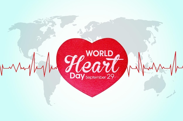 Símbolo del corazón y texto del día mundial del corazón.