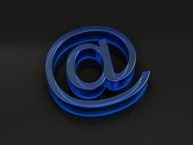 Símbolo de correo electrónico de vidrio en negro