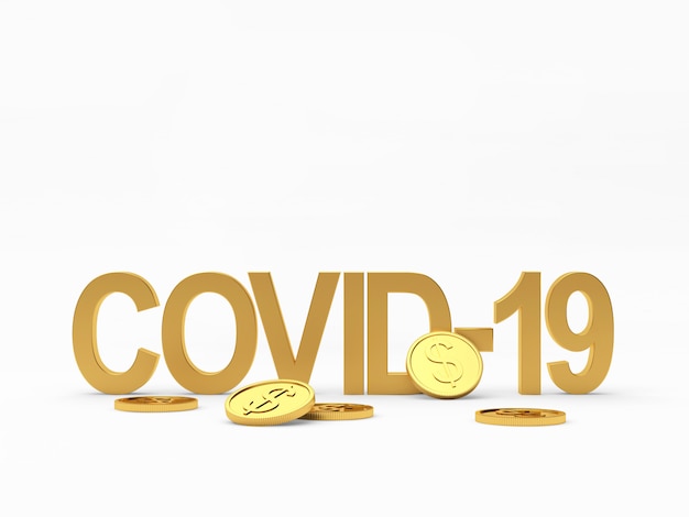 Símbolo Covid-19 y monedas de oro