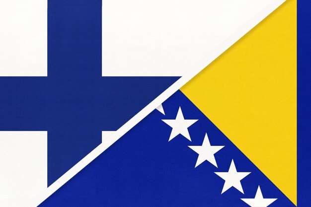 Símbolo da Finlândia e da Bósnia e Herzegovina das bandeiras nacionais finlandesas vs bósnias do país