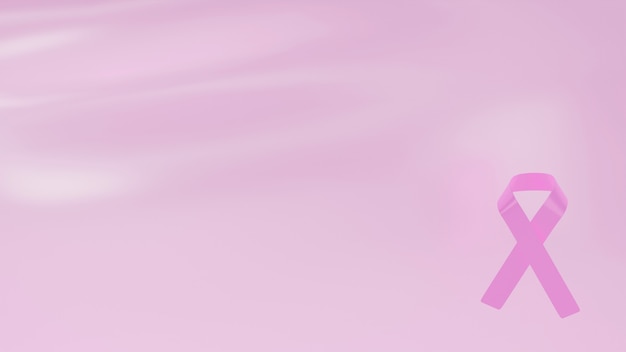 Foto símbolo da fita rosa do mês de conscientização do câncer de mama no canto do fundo rosa abstrato 3d