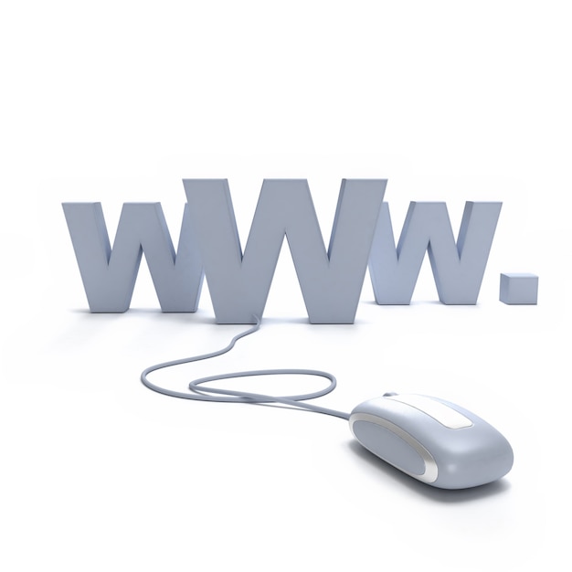 Símbolo da Internet www conectado a um mouse