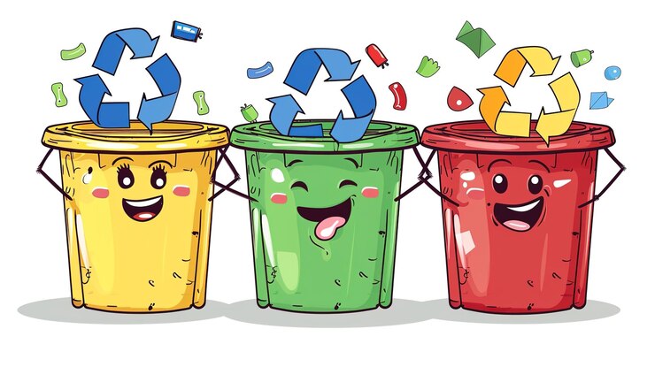 Foto símbolo da lixeira de reciclagem em estilo de desenho animado