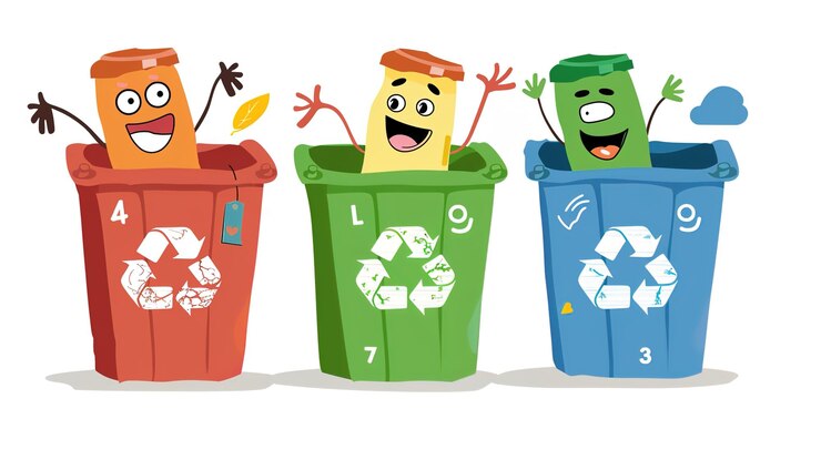 Foto símbolo da lixeira de reciclagem em estilo de desenho animado